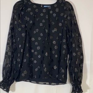 Blouse with sheer sleeves